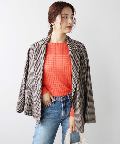 GeeRA（ジーラ）の「ジャカードシアーニットプルオーバー（ニット/セーター・レディース・ブラック/アイボリー/オレンジ・MEDIUM/SMALL/LARGE）」の7枚目の写真