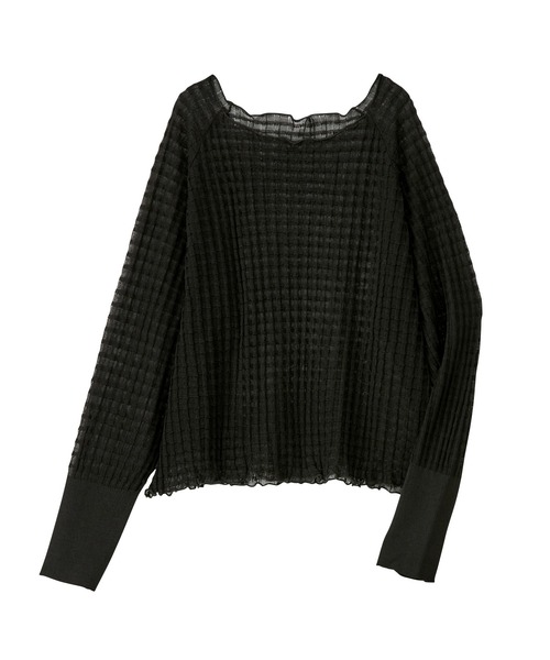 GeeRA（ジーラ）の「ジャカードシアーニットプルオーバー（ニット/セーター・レディース・ブラック/アイボリー/オレンジ・MEDIUM/SMALL/LARGE）」の5枚目の写真