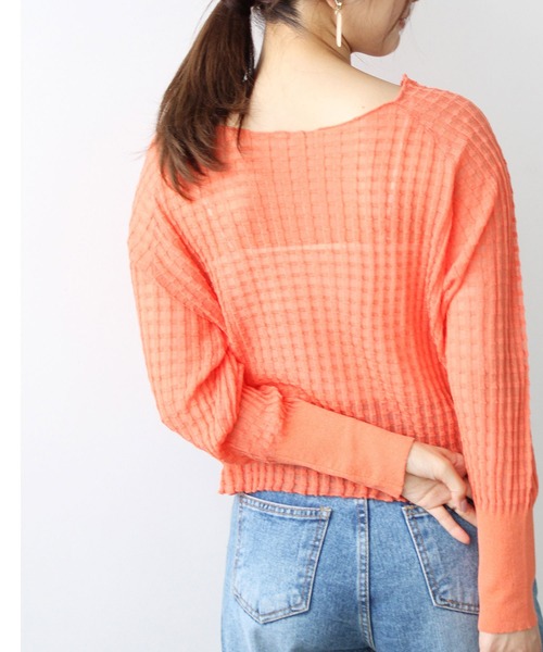 GeeRA（ジーラ）の「ジャカードシアーニットプルオーバー（ニット/セーター・レディース・ブラック/アイボリー/オレンジ・MEDIUM/SMALL/LARGE）」の19枚目の写真