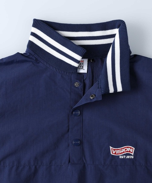 VISION STREET WEAR（ヴィジョンストリートウェア）の「【VISION STREET】ハーフボタンプルオーバー（ナイロンジャケット・メンズ・ブラック/ホワイト×ネイビー/グリーン/ブラック×イエロー・L/XL/M）」の13枚目の写真