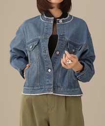 ナノユニバース ノーカラータックGジャン デニムジャケット