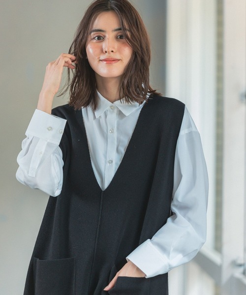 LEPSIM（レプシィム）の「12ゲージレイヤードベストワンピース　125425（ベスト・レディース・ブラウン/ブラック/グリーン/ブルー/モカ/イエロー・FREE/TALL）」の10枚目の写真