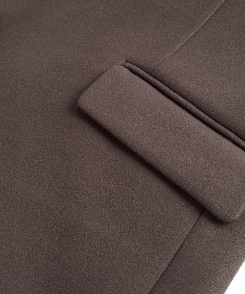 NO ID.(ノーアイディ)の「シンセティックレザー切替チェスターコート(チェスターコート・メンズ・ネイビー/ブラック/グレー・1/2)」の6枚目の写真