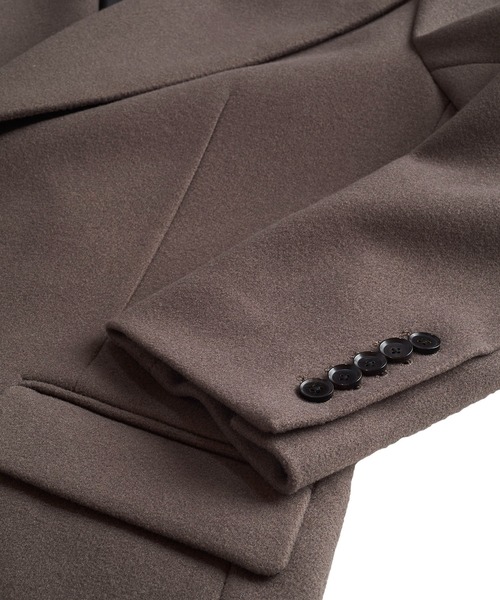 NO ID.(ノーアイディ)の「シンセティックレザー切替チェスターコート(チェスターコート・メンズ・ネイビー/ブラック/グレー・1/2)」の16枚目の写真