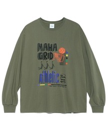 『mahagrid/マハグリッド』BASKETBALL ATHLETIC LS TEE/バスケットボールアスレチックデザイン 長袖Tシャツ