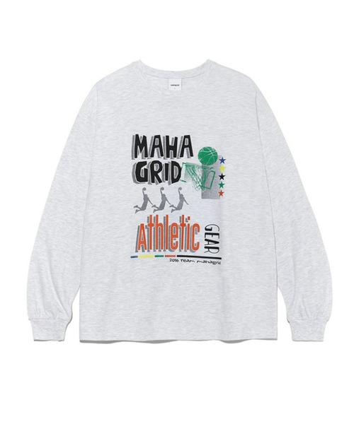 MAHAGRID(マハグリッド)の「『mahagrid/マハグリッド』BASKETBALL ATHLETIC LS TEE/バスケットボールアスレチックデザイン 長袖Tシャツ(Tシャツ/カットソー・レディース・ライトグレー/グリーン・M/L)」の3枚目の写真