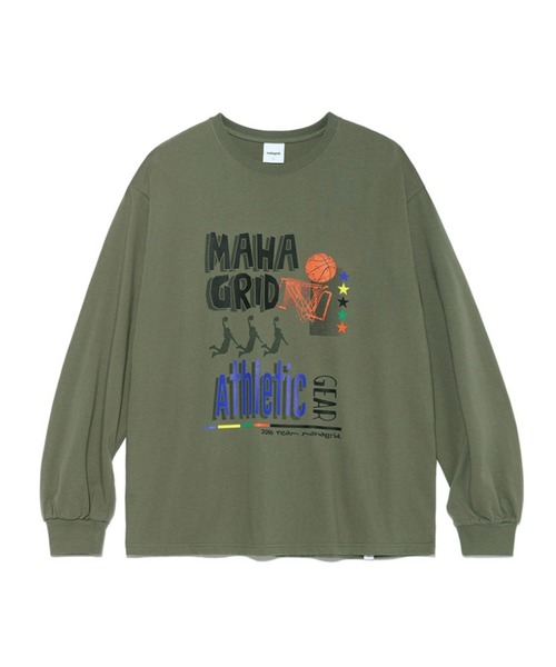 MAHAGRID(マハグリッド)の「『mahagrid/マハグリッド』BASKETBALL ATHLETIC LS TEE/バスケットボールアスレチックデザイン 長袖Tシャツ(Tシャツ/カットソー・レディース・ライトグレー/グリーン・M/L)」の5枚目の写真