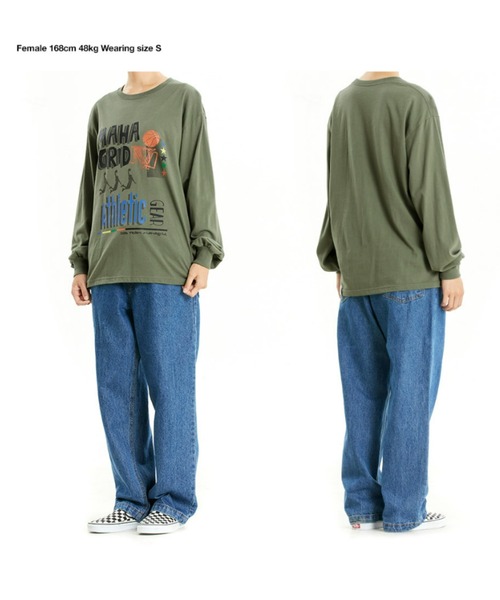 MAHAGRID(マハグリッド)の「『mahagrid/マハグリッド』BASKETBALL ATHLETIC LS TEE/バスケットボールアスレチックデザイン 長袖Tシャツ(Tシャツ/カットソー・レディース・ライトグレー/グリーン・M/L)」の7枚目の写真