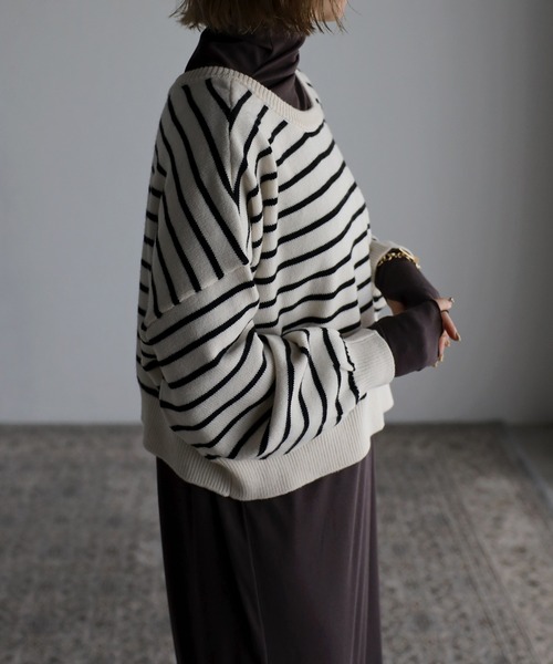Bonjour Sagan（ボンジュールサガン）の「前後2WAYボーダーカーディガン（カーディガン/ボレロ・レディース・ブラック/グリーン/アイボリー・FREE）」の9枚目の写真