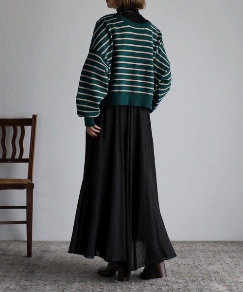 Bonjour Sagan（ボンジュールサガン）の「前後2WAYボーダーカーディガン（カーディガン/ボレロ・レディース・ブラック/グリーン/アイボリー・FREE）」の20枚目の写真