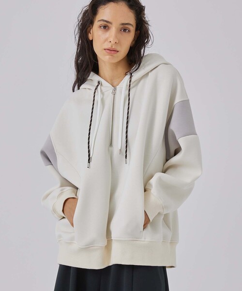 CITY TOKYO（シティトウキョウ）の「Wコードオーバーサイズパーカー（Tシャツ/カットソー・レディース・オフホワイト/グレー/ネイビー/ブラウン・FREE）」の2枚目の写真