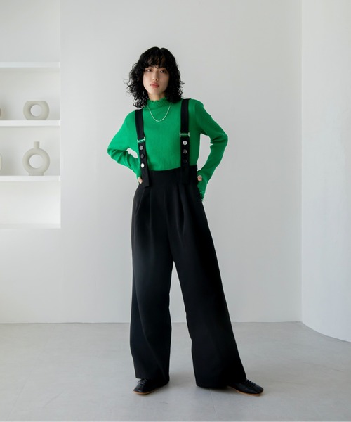 VACANCY（ヴァカンシー）の「ランダムボタンハイウエストサロペット（サロペット/オーバーオール・レディース・ブラック/グレー・FREE）」の6枚目の写真