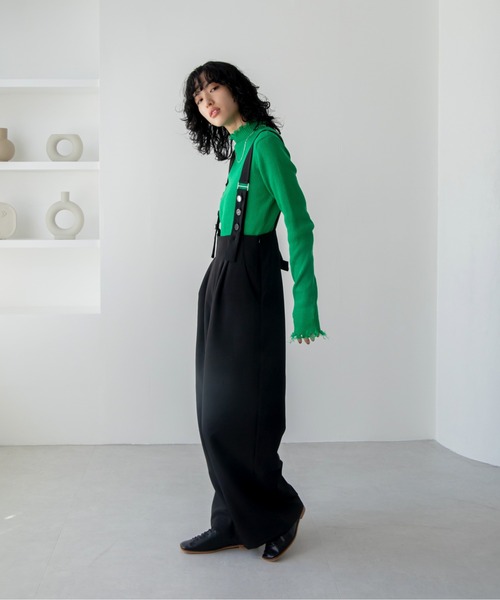 VACANCY（ヴァカンシー）の「ランダムボタンハイウエストサロペット（サロペット/オーバーオール・レディース・ブラック/グレー・FREE）」の7枚目の写真