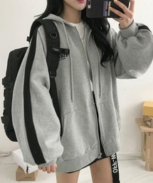 裏起毛ラインロゴジップアップパーカー