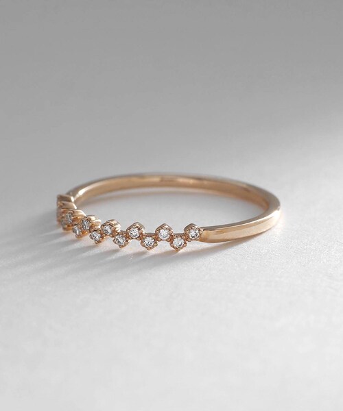 K10ダイヤモンド 爪留め ハーフエタニティリング（＃16）（リング