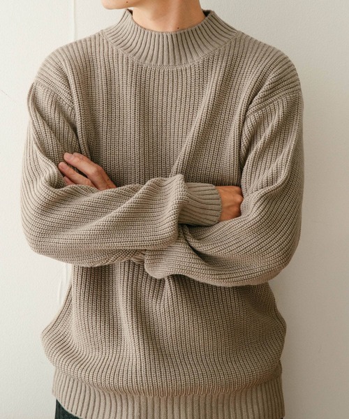 ITEMS URBANRESEARCH（アイテムズ アーバンリサーチ）の「マシンウォッシャブル ハイネック畦ニット（ニット/セーター・メンズ・ネイビー/グレー/オフホワイト/グリーン・MEDIUM/LARGE）」の3枚目の写真