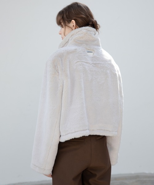 セール】【 EKCOOKIES 】ハイネックファーショート丈ダッフルコート