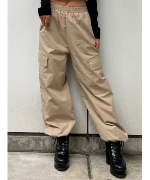 EGOIST(エゴイスト)の「裾ドロストカーゴパンツ(カーゴパンツ・レディース・カーキ/ブラック/ベージュ・FREE)」の3枚目の写真