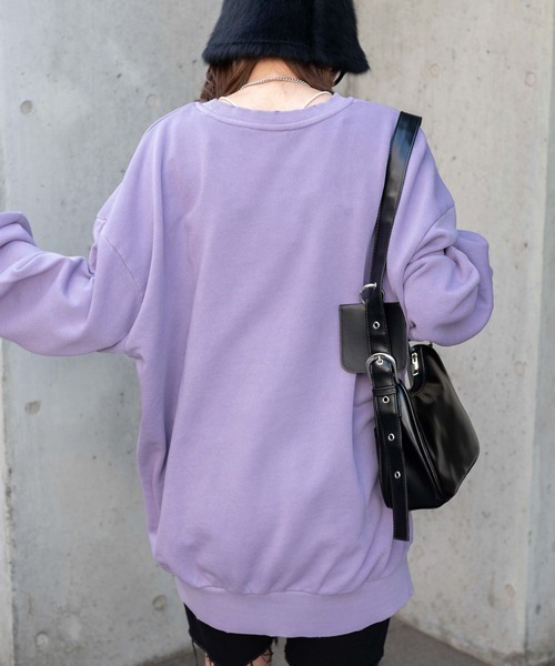 WEGO(ウィゴー)の「WEGO/ロゴ刺繍ピグメントBIGプルオーバー(スウェット・レディース・ライトパープル/スミクロ・FREE)」の16枚目の写真