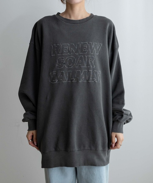 WEGO(ウィゴー)の「WEGO/ロゴ刺繍ピグメントBIGプルオーバー(スウェット・レディース・ライトパープル/スミクロ・FREE)」の19枚目の写真