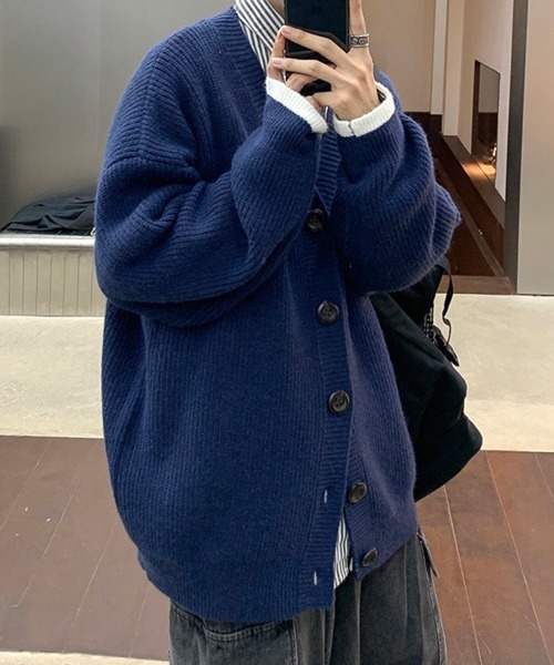 NOWLE（ノウル）の「【NOWLE】シンプルライン柄 Vネック ニット カーディガン（カーディガン/ボレロ・メンズ・ネイビー/グレー/ブラック/ブルー・MEDIUM/LARGE/X-LARGE/XX-LARGE）」の18枚目の写真