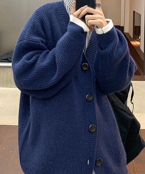 NOWLE（ノウル）の「【NOWLE】シンプルライン柄 Vネック ニット カーディガン（カーディガン/ボレロ・メンズ・ネイビー/グレー/ブラック/ブルー・MEDIUM/LARGE/X-LARGE/XX-LARGE）」の19枚目の写真