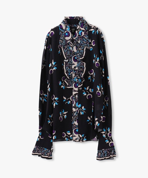 GENDERLESS PAISLEY BORDER RUFFLE TOP