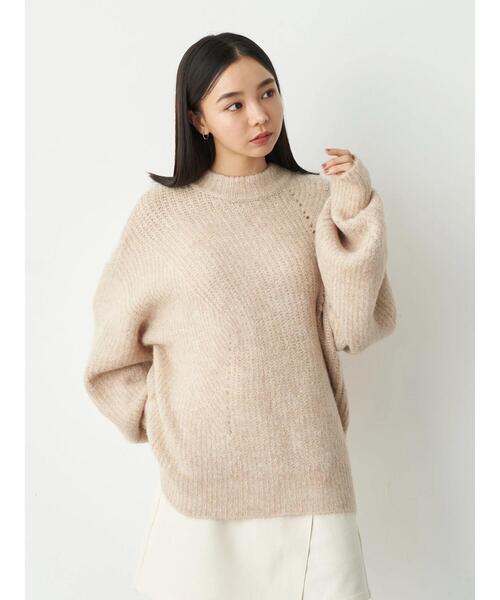 earth music&ecology（アースミュージックアンドエコロジー）の「ヘアリーニットプルオーバー（ニット/セーター・レディース・ライトベージュ/グリーン系その他3/ミント/ダークパープル・FREE）」の5枚目の写真