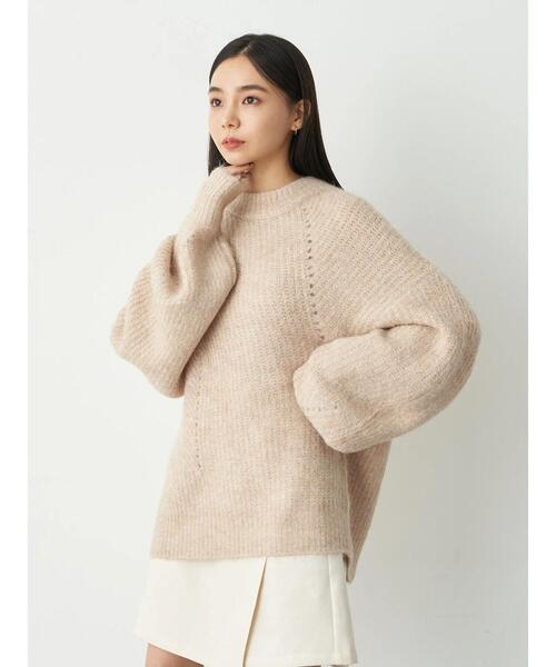 earth music&ecology（アースミュージックアンドエコロジー）の「ヘアリーニットプルオーバー（ニット/セーター・レディース・ライトベージュ/グリーン系その他3/ミント/ダークパープル・FREE）」の6枚目の写真