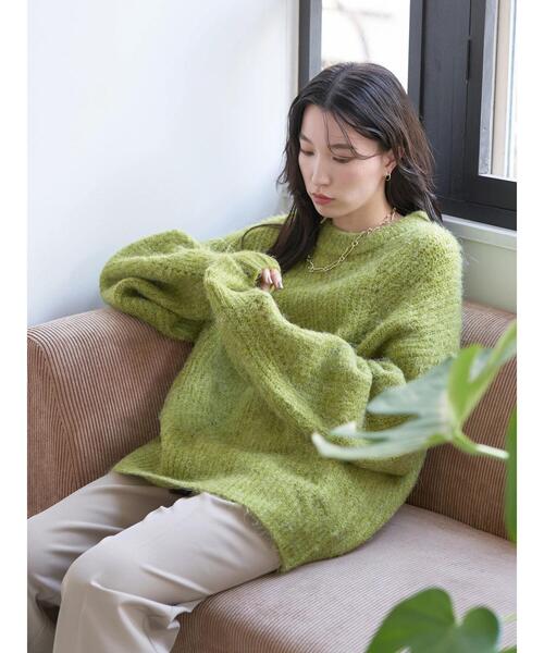 earth music&ecology（アースミュージックアンドエコロジー）の「ヘアリーニットプルオーバー（ニット/セーター・レディース・ライトベージュ/グリーン系その他3/ミント/ダークパープル・FREE）」の19枚目の写真