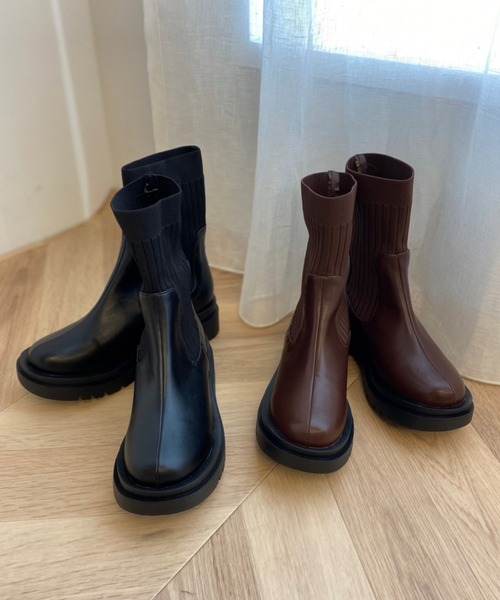 WEGO（ウィゴー）の「WEGO/ソックスブーツ（ブーツ・レディース・ブラック/ブラウン・MEDIUM/LARGE）」の17枚目の写真