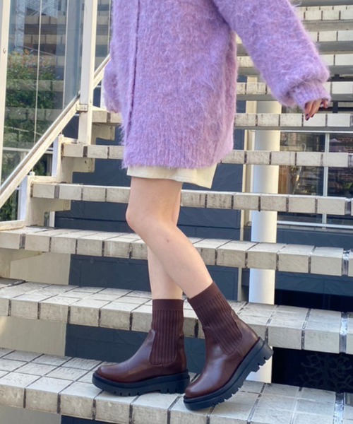 WEGO（ウィゴー）の「WEGO/ソックスブーツ（ブーツ・レディース・ブラック/ブラウン・MEDIUM/LARGE）」の8枚目の写真