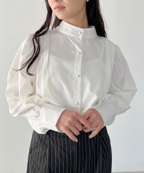 H.Warren（エイチウォーレン）の「前後2WAYスタンドカラーボリューム袖ブラウス（シャツ/ブラウス・レディース・ベージュ/ホワイト/ブラック・FREE）」の14枚目の写真