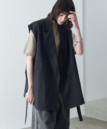 【Alfred Alex】drape side ring code double gilet / TR-TWドレープサイドリングコードダブルジレベスト【セットアップ対応】
