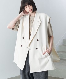 【Alfred Alex】drape side ring code double gilet / TR-TWドレープサイドリングコードダブルジレベスト【セットアップ対応】