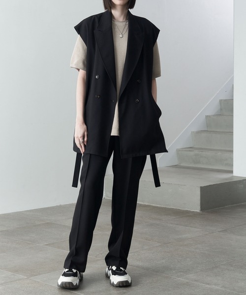 Alfred Alex（アルフレッドアレックス）の「【Alfred Alex】drape side ring code double gilet / TR-TWドレープサイドリングコードダブルジレベスト【セットアップ対応】（ベスト・メンズ・アイボリー/ブラック/ダークグリーン/チャコール・M/L）」の15枚目の写真