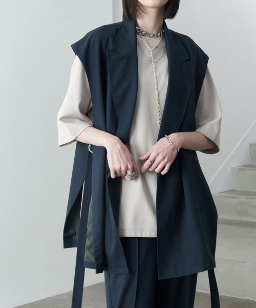 Alfred Alex】drape side ring code double gilet / TR-TW