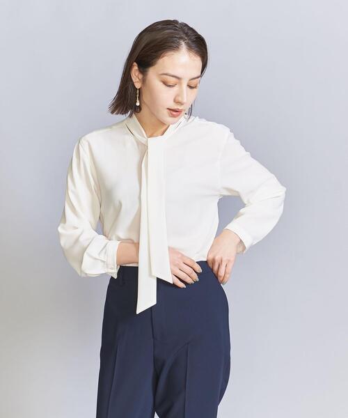BEAUTY&YOUTH UNITED ARROWS（ビューティーアンドユースユナイテッドアローズ）の「ジョーゼット タイ ブラウス -ウォッシャブル-（シャツ/ブラウス・レディース・オフホワイト/ネイビー・FREE）」の7枚目の写真