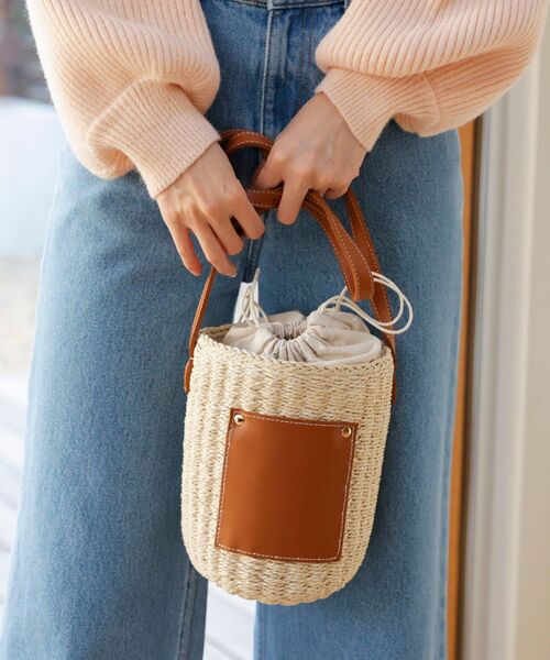 MAJESTIC LEGON（マジェスティックレゴン）の「ショルダーペーパーかごバッグ（かごバッグ・レディース・ブラウン/ブラック・FREE）」の3枚目の写真