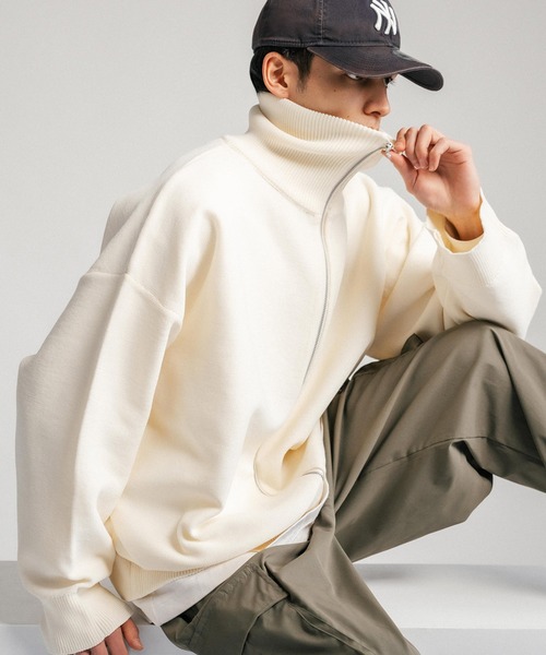 Ressaca(レサーカ)の「オーバーサイズ フルジップアップ ドライバーズニットカーディガン(ニット/セーター・メンズ・ブルー/グレー/オフホワイト/ブラック/オレンジ・M/L)」の13枚目の写真