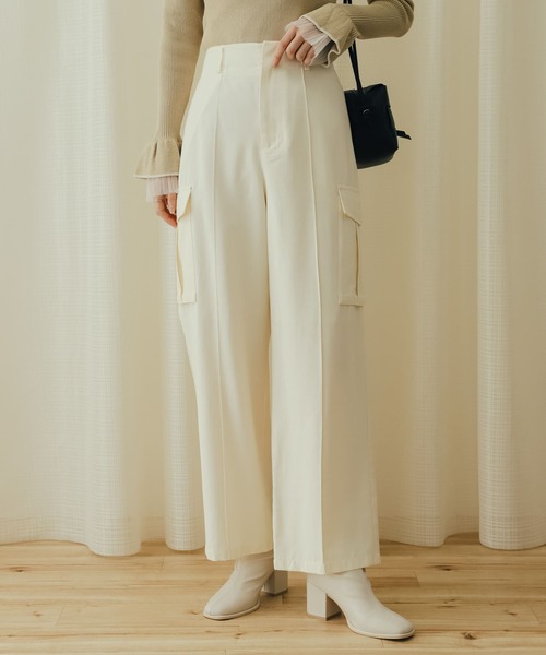 SENSE OF PLACE by URBAN RESEARCH（センスオブプレイスバイアーバンリサーチ）の「ハイウエストミリタリーパンツ（その他パンツ・レディース・ブラック/ベージュ/アイボリー・ONE）」の4枚目の写真