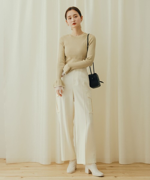 SENSE OF PLACE by URBAN RESEARCH（センスオブプレイスバイアーバンリサーチ）の「ハイウエストミリタリーパンツ（その他パンツ・レディース・ブラック/ベージュ/アイボリー・ONE）」の6枚目の写真