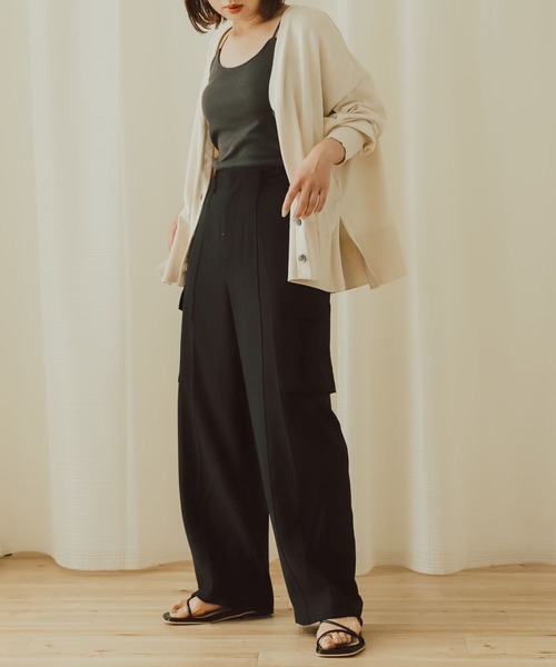 SENSE OF PLACE by URBAN RESEARCH（センスオブプレイスバイアーバンリサーチ）の「ハイウエストミリタリーパンツ（その他パンツ・レディース・ブラック/ベージュ/アイボリー・ONE）」の9枚目の写真