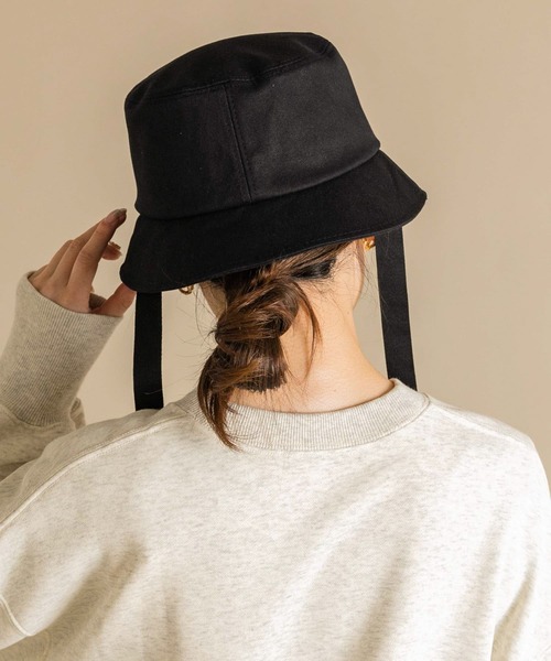 SMELLY（スメリー）の「コットンリボンバケットハット（ハット・レディース・アイボリー/ブラック・-）」の5枚目の写真
