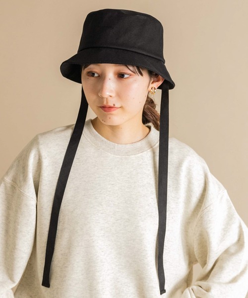 SMELLY（スメリー）の「コットンリボンバケットハット（ハット・レディース・アイボリー/ブラック・-）」の8枚目の写真