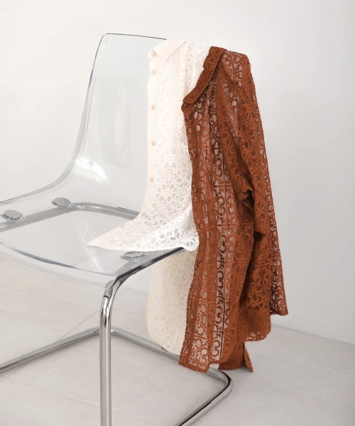 Bab（バブ）の「ブロックレースルーズシャツ（シャツ/ブラウス・レディース・ブラック/アイボリー/ブラウン・M）」の20枚目の写真