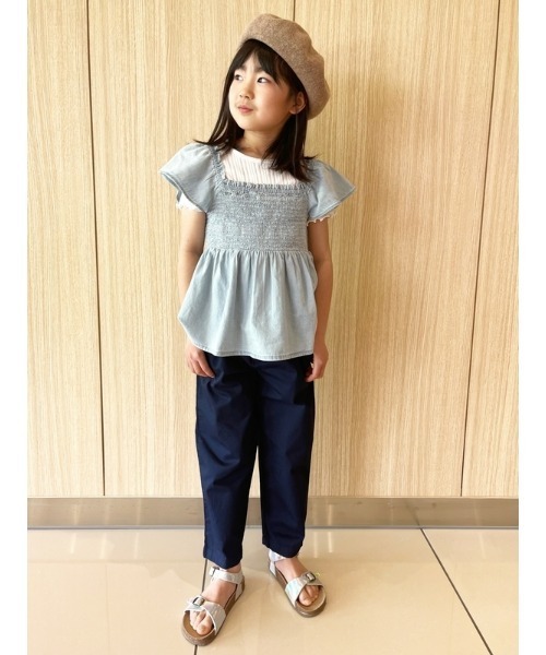 GAP（ギャップ）の「ウォッシュウェル スモッキングギャザー デニムトップス (キッズ)（シャツ/ブラウス・キッズ・ライトインディゴブルー・S/M/L/XL/XXL/XS）」の8枚目の写真