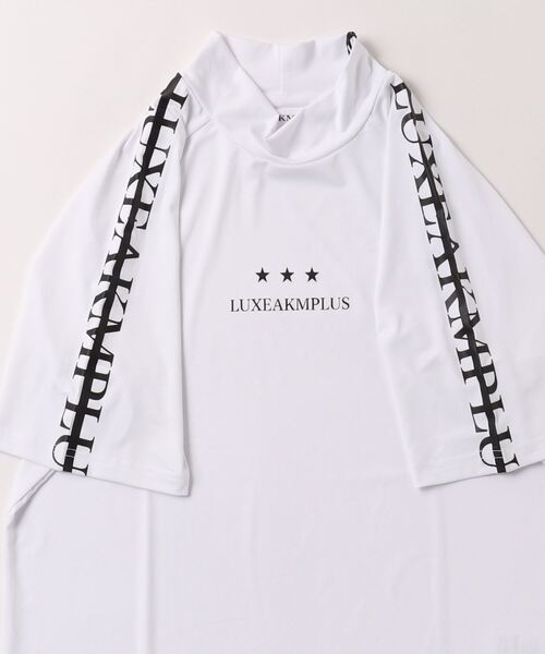 【セール】LUXEAKMPLUS(リュクスエイケイエムプラス)ゴルフ ラインロゴ半袖モックネックTシャツ（Tシャツ/カットソー）｜LUXEAKMPLUS（リュクスエイケイエムプラス）