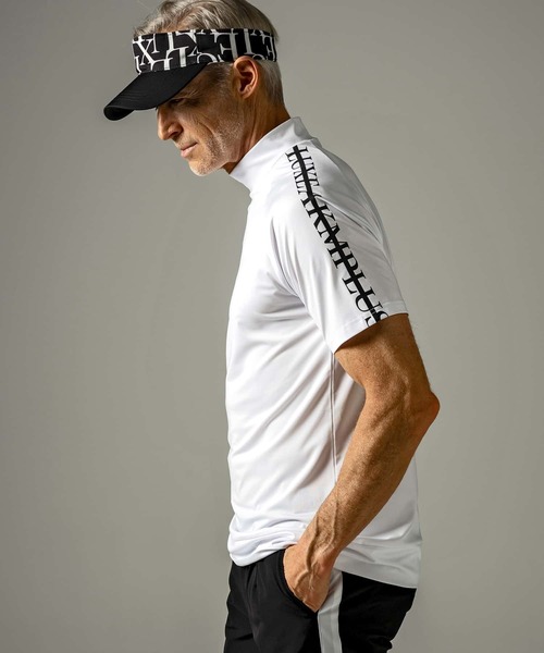 【セール】LUXEAKMPLUS(リュクスエイケイエムプラス)ゴルフ ラインロゴ半袖モックネックTシャツ（Tシャツ/カットソー）｜LUXEAKMPLUS（リュクスエイケイエムプラス）