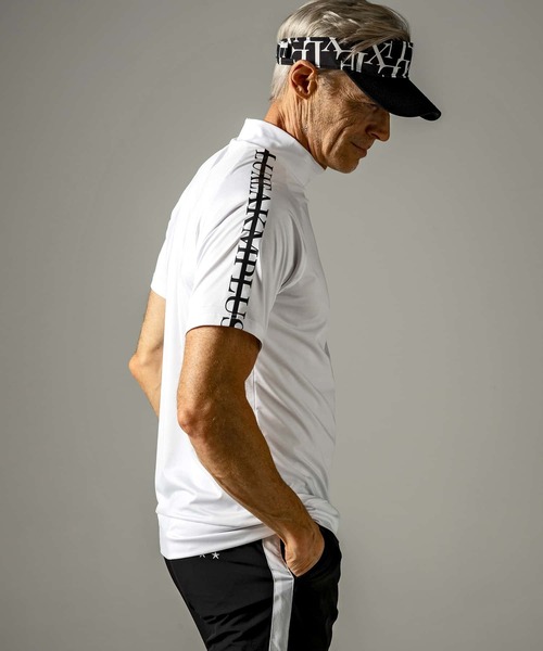 【セール】LUXEAKMPLUS(リュクスエイケイエムプラス)ゴルフ ラインロゴ半袖モックネックTシャツ（Tシャツ/カットソー）｜LUXEAKMPLUS（リュクスエイケイエムプラス）
